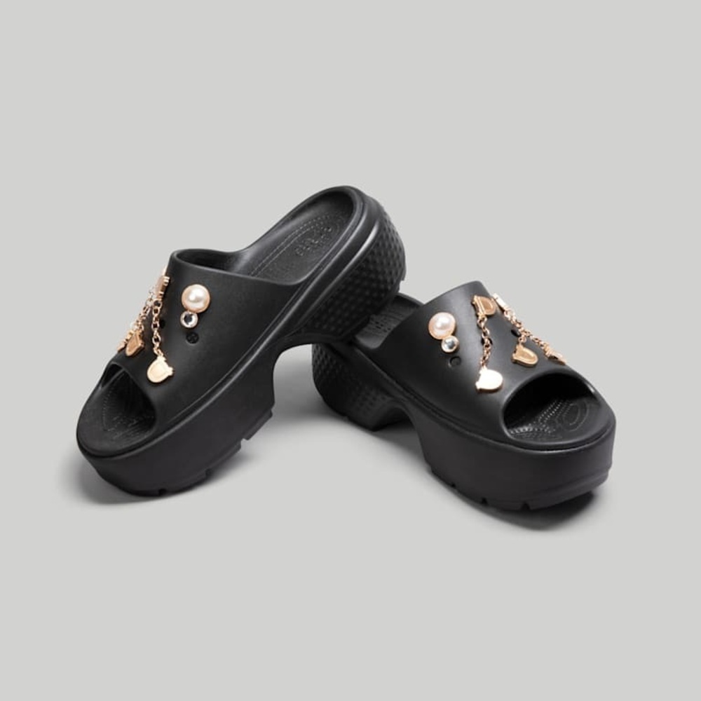 Crocs Stomp Unisex Platform Black Slides Sz W 11 M 9 NWT - Picture 2 of 6